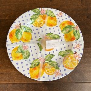 House & Garden Lemon Polka Dot Print Melamine Dinner plates Set Of 4 New